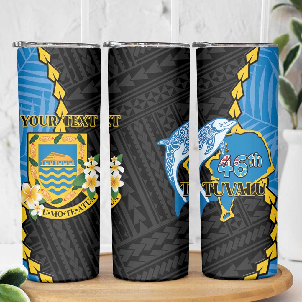 Tuvalu Independence Day Skinny Tumbler Manuia te tutokotasi o Tuvaluan Dolphin Tattoo LT14 - Polynesian Pride