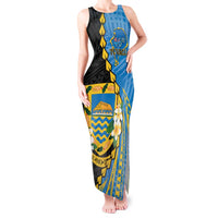 Tuvalu Independence Day Tank Maxi Dress Manuia te tutokotasi o Tuvaluan Dolphin Tattoo LT14 Women Blue - Polynesian Pride