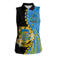 Tuvalu Independence Day Women Sleeveless Polo Shirt Manuia te tutokotasi o Tuvaluan Dolphin Tattoo LT14 Female Blue - Polynesian Pride