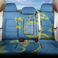 Personalised Palau Independence Day Back Car Seat Cover Belau Coat Of Arms Polynesian Curve Style LT14 One Size Blue - Polynesian Pride