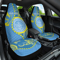 Personalised Palau Independence Day Car Seat Cover Belau Coat Of Arms Polynesian Curve Style LT14 One Size Blue - Polynesian Pride