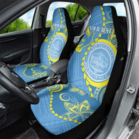 Personalised Palau Independence Day Car Seat Cover Belau Coat Of Arms Polynesian Curve Style LT14 - Polynesian Pride
