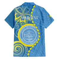 Personalised Palau Independence Day Family Matching Short Sleeve Bodycon Dress and Hawaiian Shirt Belau Coat Of Arms Polynesian Curve Style LT14 - Polynesian Pride