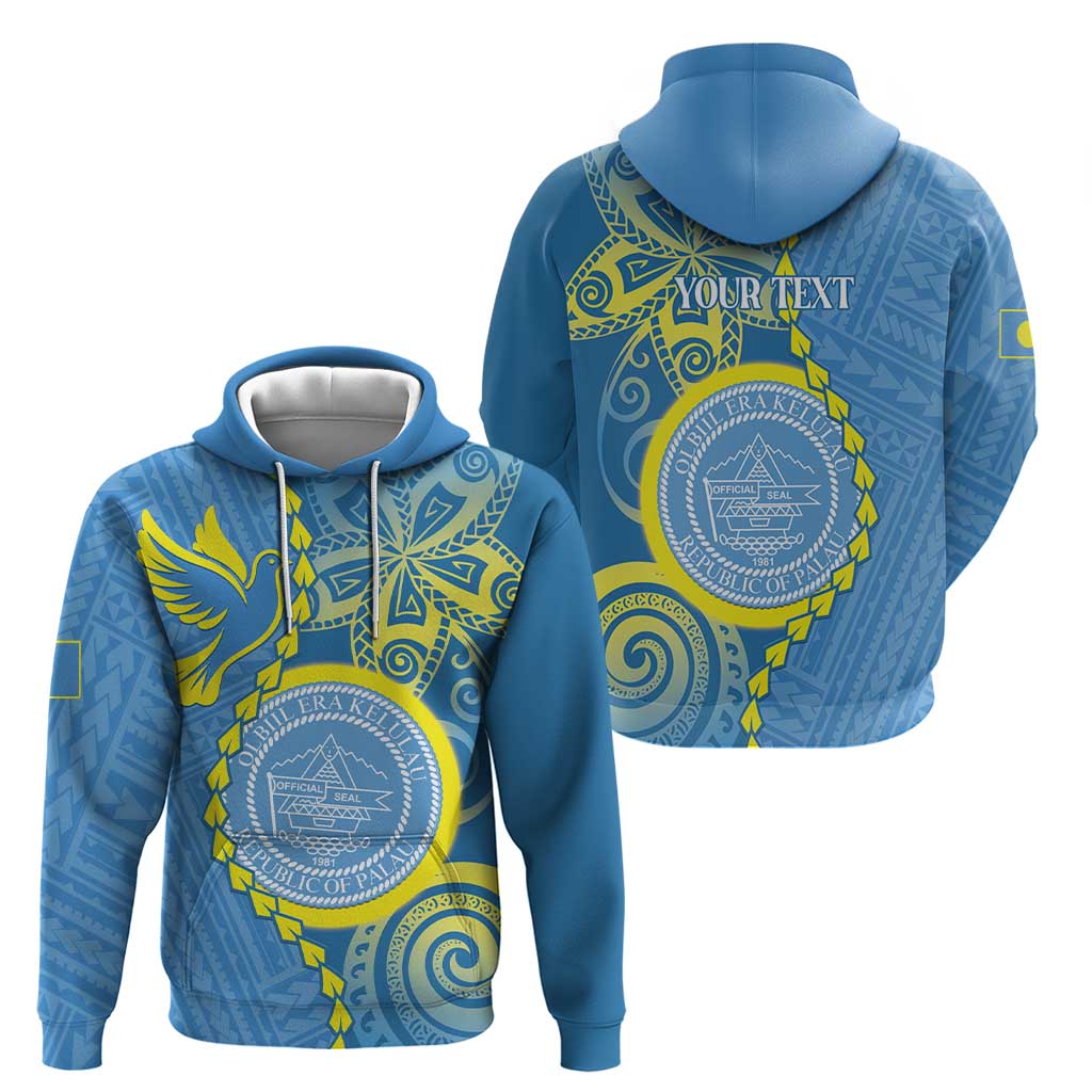 Personalised Palau Independence Day Hoodie Belau Coat Of Arms Polynesian Curve Style LT14 - Polynesian Pride