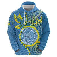 Personalised Palau Independence Day Hoodie Belau Coat Of Arms Polynesian Curve Style LT14 - Polynesian Pride