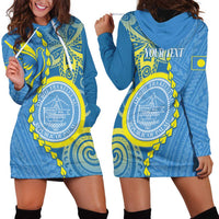 Personalised Palau Independence Day Hoodie Dress Belau Coat Of Arms Polynesian Curve Style LT14 - Polynesian Pride