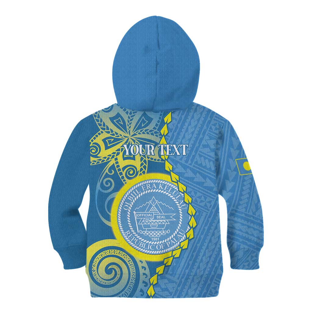 Personalised Palau Independence Day Kid Hoodie Belau Coat Of Arms Polynesian Curve Style LT14 - Polynesian Pride