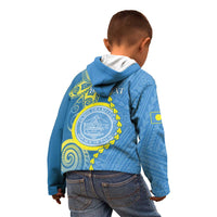 Personalised Palau Independence Day Kid Hoodie Belau Coat Of Arms Polynesian Curve Style LT14 - Polynesian Pride