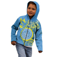 Personalised Palau Independence Day Kid Hoodie Belau Coat Of Arms Polynesian Curve Style LT14 - Polynesian Pride