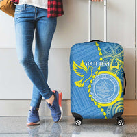 Personalised Palau Independence Day Luggage Cover Belau Coat Of Arms Polynesian Curve Style LT14 - Polynesian Pride