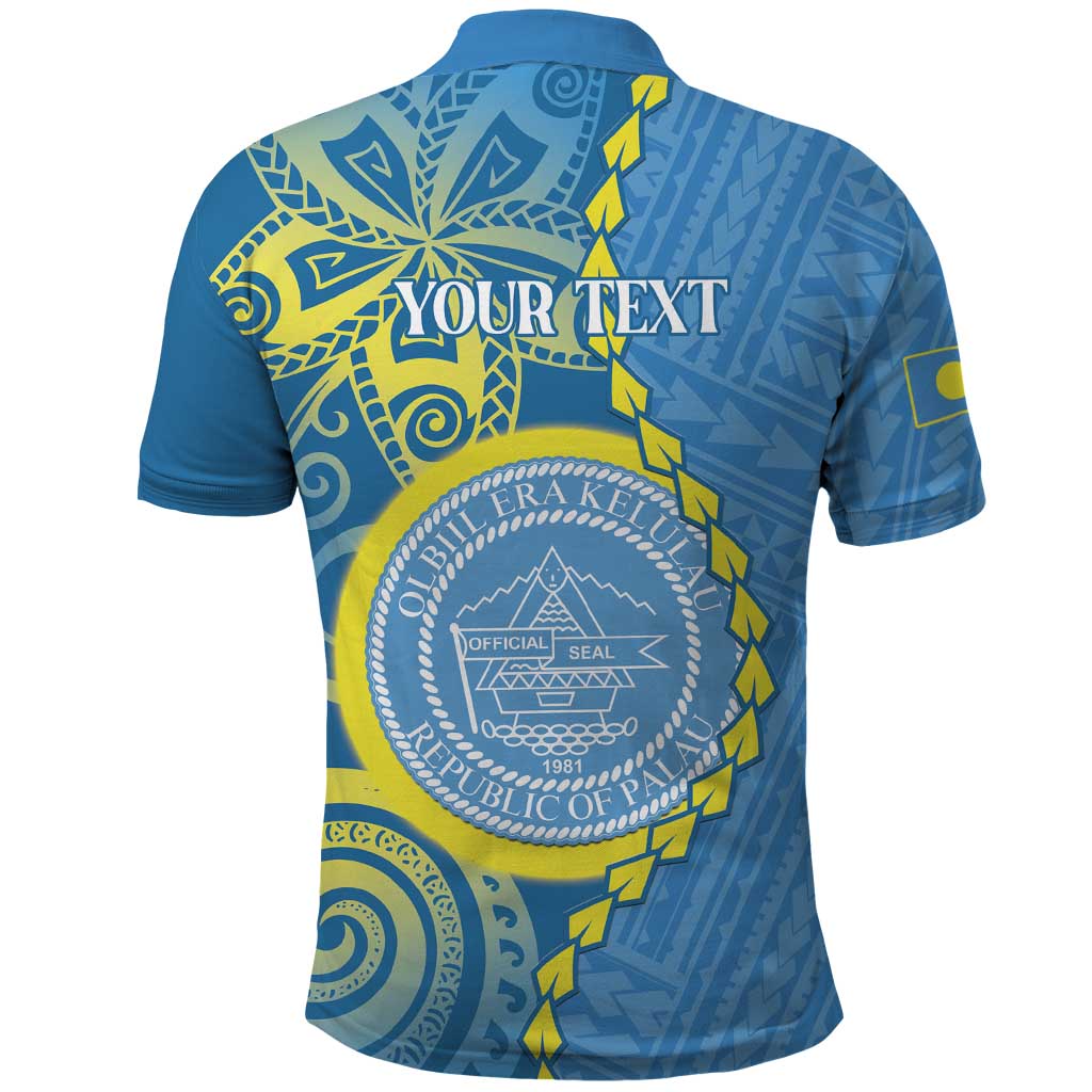 Personalised Palau Independence Day Polo Shirt Belau Coat Of Arms Polynesian Curve Style LT14 - Polynesian Pride