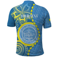 Personalised Palau Independence Day Polo Shirt Belau Coat Of Arms Polynesian Curve Style LT14 - Polynesian Pride