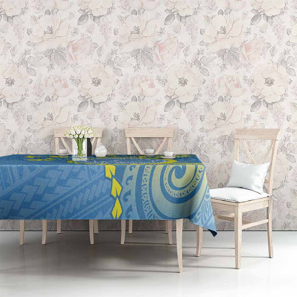 Personalised Palau Independence Day Tablecloth Belau Coat Of Arms Polynesian Curve Style
