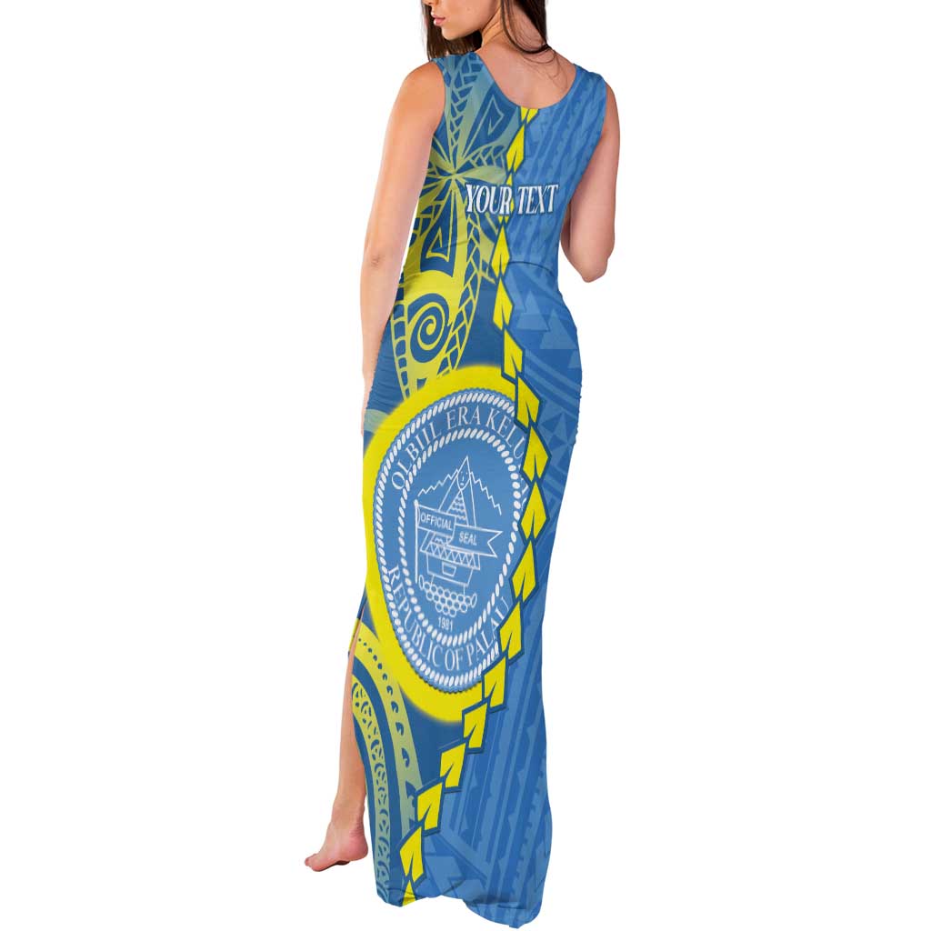 Personalised Palau Independence Day Tank Maxi Dress Belau Coat Of Arms Polynesian Curve Style LT14 - Polynesian Pride
