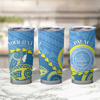 Personalised Palau Independence Day Tumbler Cup Belau Coat Of Arms Polynesian Curve Style LT14 - Polynesian Pride
