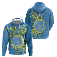 Personalised Palau Independence Day Zip Hoodie Belau Coat Of Arms Polynesian Curve Style LT14 - Polynesian Pride