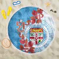 Personalised Fiji Day Beach Blanket Fijian Tapa Pattern Mix Tagimoucia - Blue Version LT14 One Size 150cm Blue - Polynesian Pride