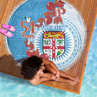 Personalised Fiji Day Beach Blanket Fijian Tapa Pattern Mix Tagimoucia - Blue Version LT14 - Polynesian Pride