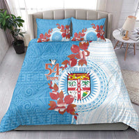 Personalised Fiji Day Bedding Set Fijian Tapa Pattern Mix Tagimoucia - Blue Version