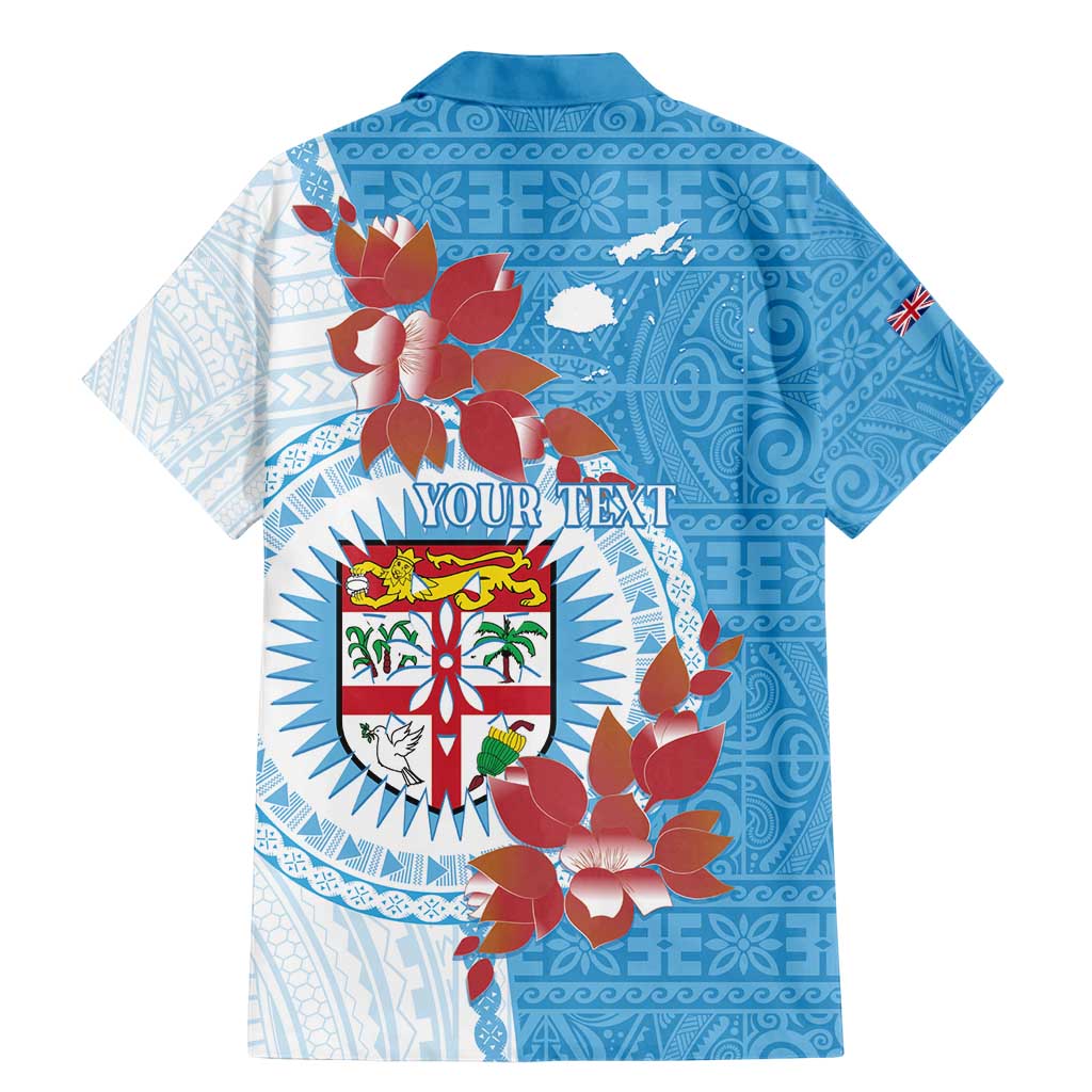 Personalised Fiji Day Family Matching Mermaid Dress and Hawaiian Shirt Fijian Tapa Pattern Mix Tagimoucia - Blue Version LT14 - Polynesian Pride