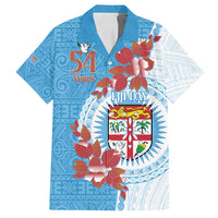 Personalised Fiji Day Family Matching Summer Maxi Dress and Hawaiian Shirt Fijian Tapa Pattern Mix Tagimoucia - Blue Version LT14 Dad's Shirt - Short Sleeve Blue - Polynesian Pride