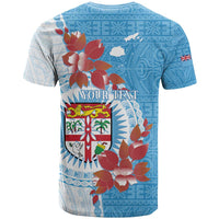 Personalised Fiji Day T Shirt Fijian Tapa Pattern Mix Tagimoucia - Blue Version LT14 - Polynesian Pride