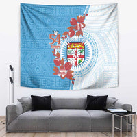 Personalised Fiji Day Tapestry Fijian Tapa Pattern Mix Tagimoucia - Blue Version LT14 Blue - Polynesian Pride
