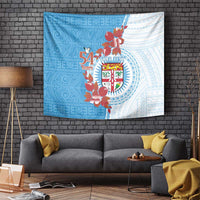 Personalised Fiji Day Tapestry Fijian Tapa Pattern Mix Tagimoucia - Blue Version LT14 - Polynesian Pride