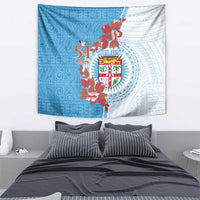 Personalised Fiji Day Tapestry Fijian Tapa Pattern Mix Tagimoucia - Blue Version LT14 - Polynesian Pride