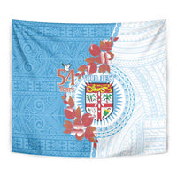 Personalised Fiji Day Tapestry Fijian Tapa Pattern Mix Tagimoucia - Blue Version LT14 - Polynesian Pride