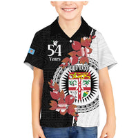 Personalised Fiji Day Family Matching Mermaid Dress and Hawaiian Shirt Fijian Tapa Pattern Mix Tagimoucia - Black Version LT14 Son's Shirt Black - Polynesian Pride