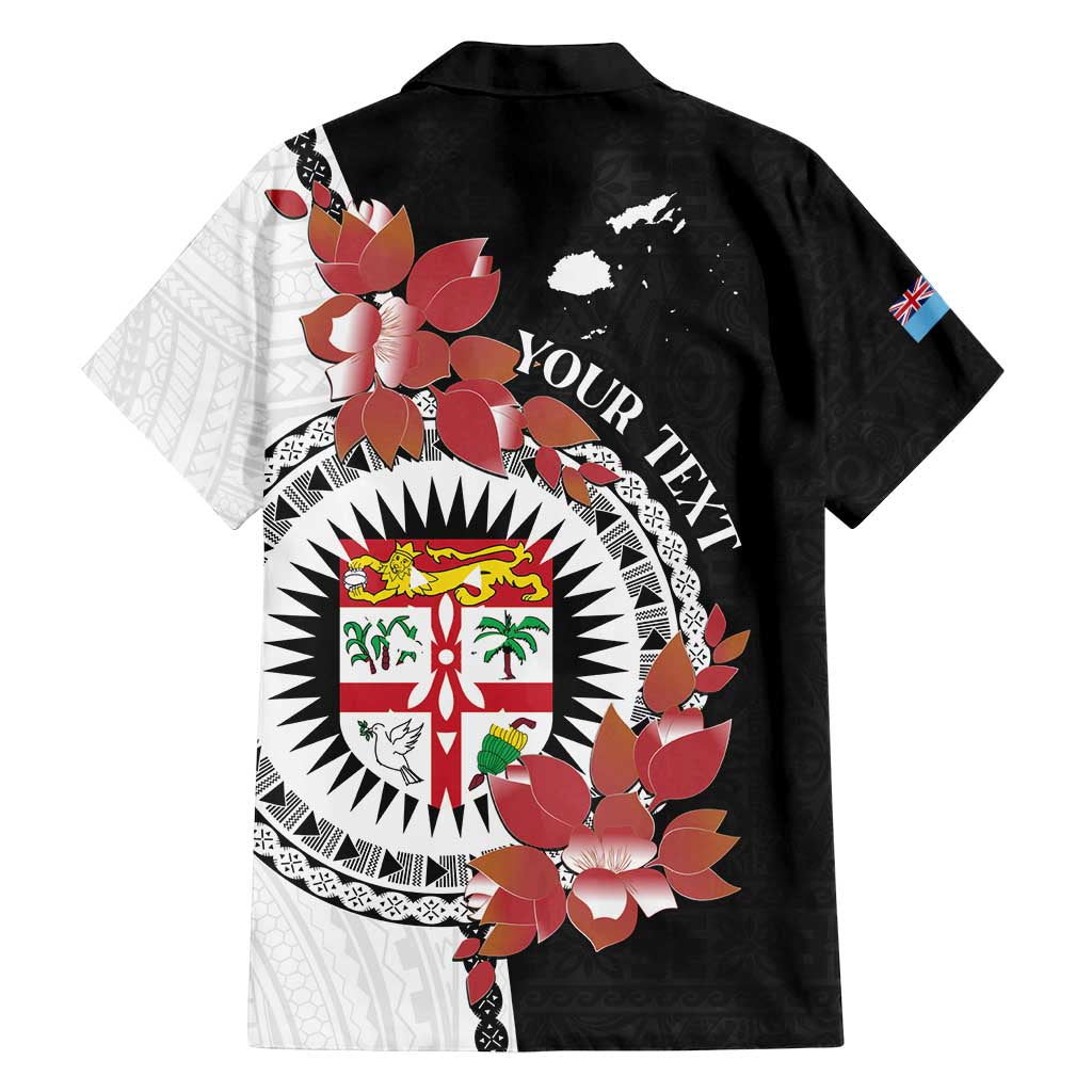 Personalised Fiji Day Family Matching Tank Maxi Dress and Hawaiian Shirt Fijian Tapa Pattern Mix Tagimoucia - Black Version LT14 - Polynesian Pride