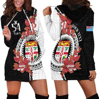 Personalised Fiji Day Hoodie Dress Fijian Tapa Pattern Mix Tagimoucia - Black Version LT14 - Polynesian Pride