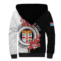 Personalised Fiji Day Sherpa Hoodie Fijian Tapa Pattern Mix Tagimoucia - Black Version LT14 - Polynesian Pride