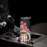 Personalised Fiji Day Skinny Tumbler Fijian Tapa Pattern Mix Tagimoucia - Black Version LT14 - Polynesian Pride