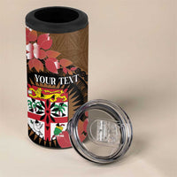 Personalised Fiji Day 4 in 1 Can Cooler Tumbler Fijian Tapa Pattern Mix Tagimoucia - Brown Version LT14 - Polynesian Pride