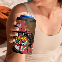 Personalised Fiji Day 4 in 1 Can Cooler Tumbler Fijian Tapa Pattern Mix Tagimoucia - Brown Version LT14 - Polynesian Pride