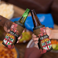 Personalised Fiji Day 4 in 1 Can Cooler Tumbler Fijian Tapa Pattern Mix Tagimoucia - Brown Version LT14 - Polynesian Pride