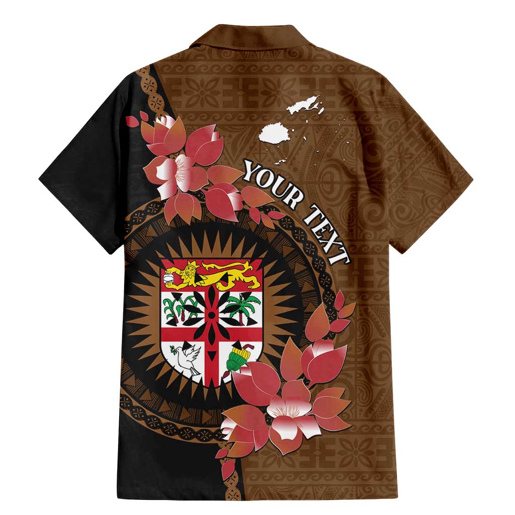 Personalised Fiji Day Family Matching Mermaid Dress and Hawaiian Shirt Fijian Tapa Pattern Mix Tagimoucia - Brown Version LT14 - Polynesian Pride