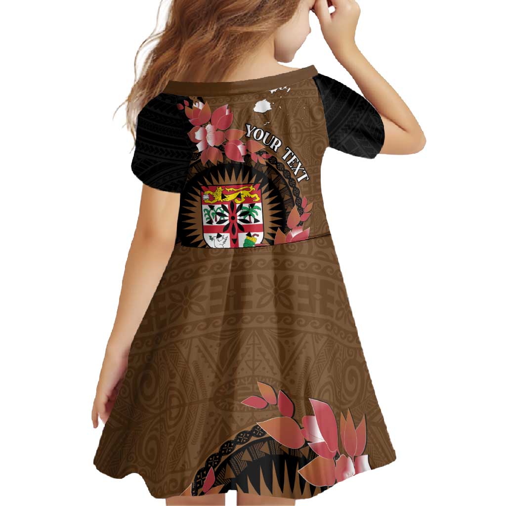 Personalised Fiji Day Family Matching Off Shoulder Maxi Dress and Hawaiian Shirt Fijian Tapa Pattern Mix Tagimoucia - Brown Version LT14 - Polynesian Pride