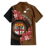 Personalised Fiji Day Family Matching Off Shoulder Maxi Dress and Hawaiian Shirt Fijian Tapa Pattern Mix Tagimoucia - Brown Version LT14 - Polynesian Pride