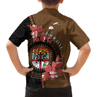 Personalised Fiji Day Family Matching Summer Maxi Dress and Hawaiian Shirt Fijian Tapa Pattern Mix Tagimoucia - Brown Version LT14 - Polynesian Pride