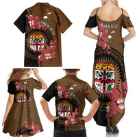 Personalised Fiji Day Family Matching Summer Maxi Dress and Hawaiian Shirt Fijian Tapa Pattern Mix Tagimoucia - Brown Version LT14 - Polynesian Pride