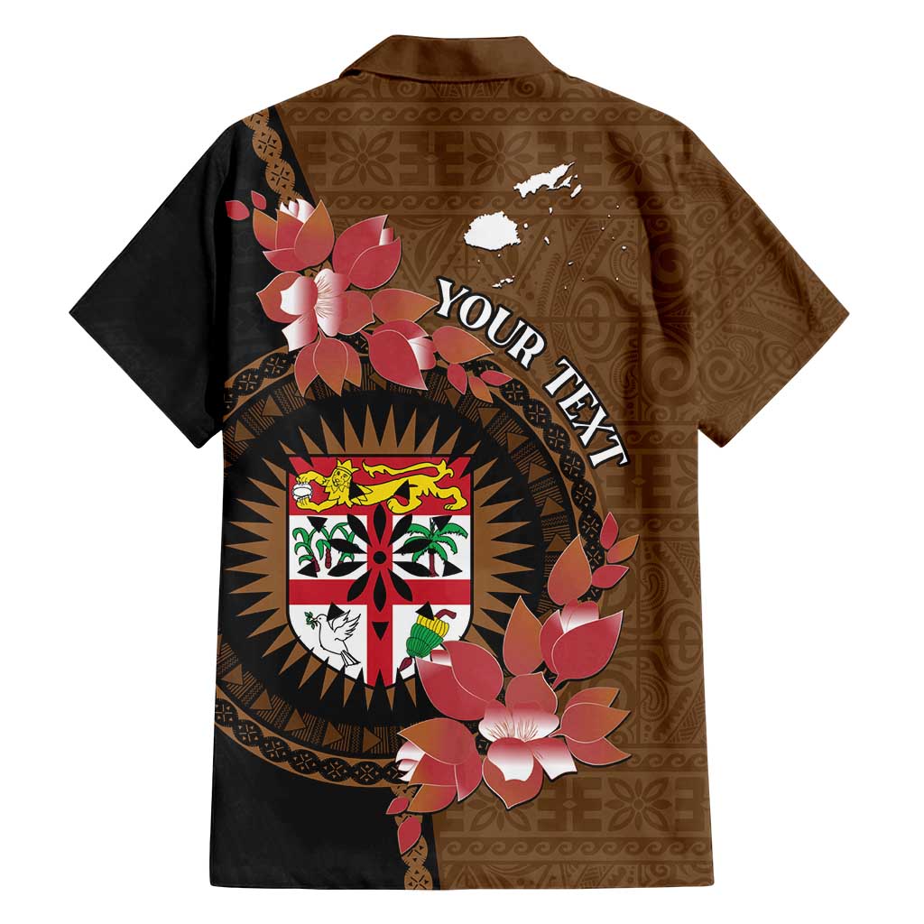 Personalised Fiji Day Family Matching Summer Maxi Dress and Hawaiian Shirt Fijian Tapa Pattern Mix Tagimoucia - Brown Version LT14 - Polynesian Pride