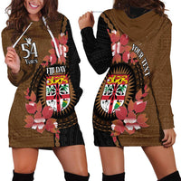 Personalised Fiji Day Hoodie Dress Fijian Tapa Pattern Mix Tagimoucia - Brown Version LT14 - Polynesian Pride