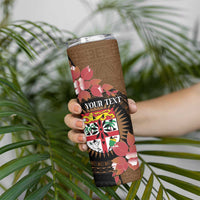 Personalised Fiji Day Skinny Tumbler Fijian Tapa Pattern Mix Tagimoucia - Brown Version LT14 - Polynesian Pride
