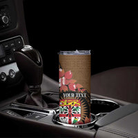 Personalised Fiji Day Skinny Tumbler Fijian Tapa Pattern Mix Tagimoucia - Brown Version LT14 - Polynesian Pride