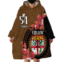 Personalised Fiji Day Wearable Blanket Hoodie Fijian Tapa Pattern Mix Tagimoucia - Brown Version LT14 - Polynesian Pride