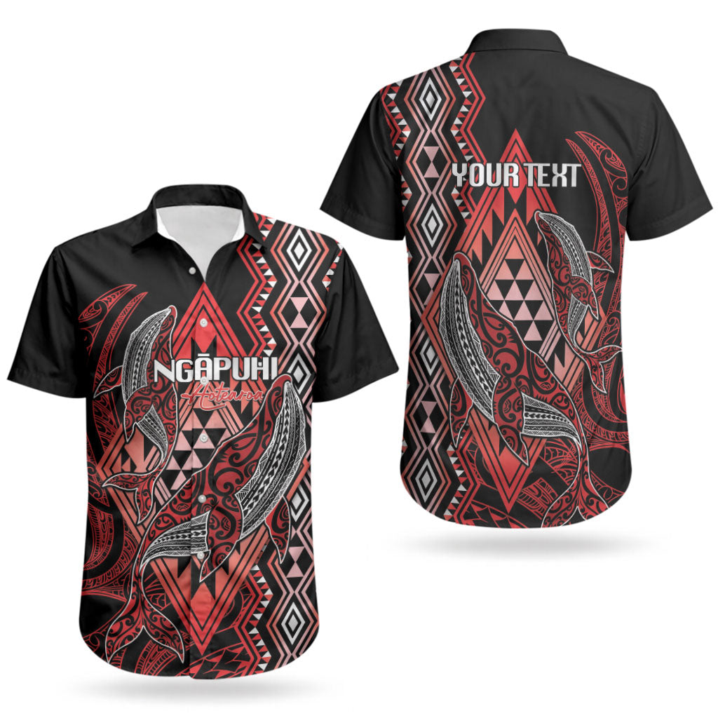 Aotearoa Iwi Ngapuhi Personalised Couples Matching Off Shoulder Short Dress and Hawaiian Shirt NZ Maori Humpback Whale Taniko Motifs LT14 - Polynesian Pride