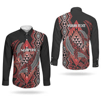 Aotearoa Iwi Ngapuhi Personalised Couples Matching Summer Maxi Dress and Long Sleeve Button Shirt NZ Maori Humpback Whale Taniko Motifs LT14 - Polynesian Pride